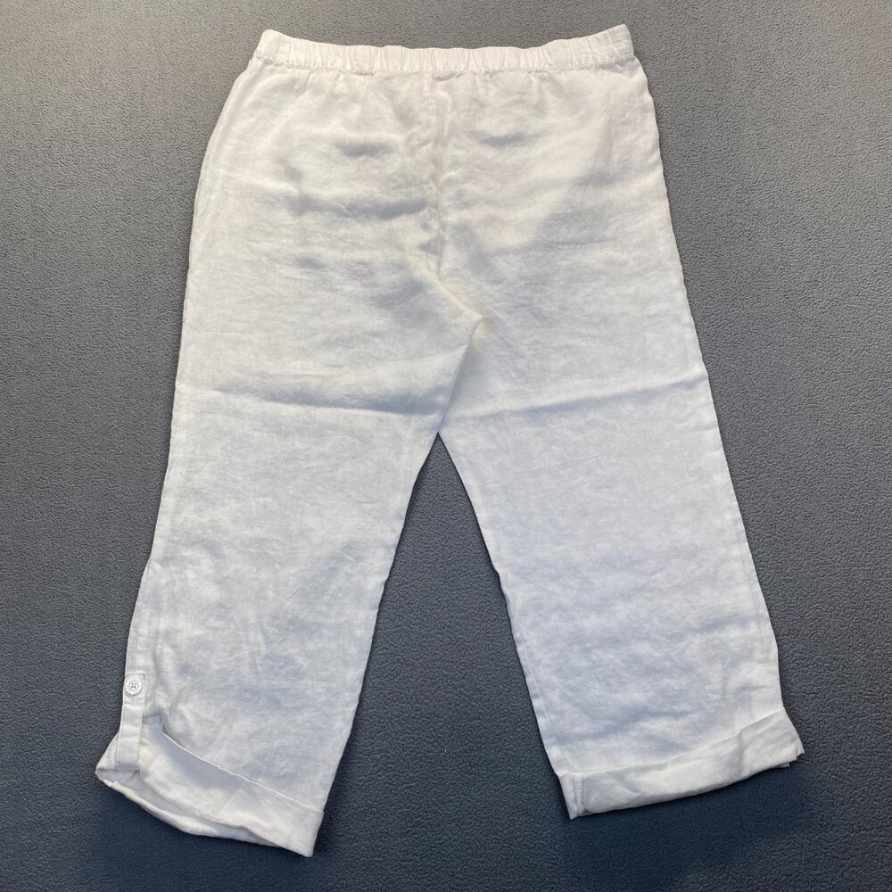 Ellen Tracy Company‎ White 100% Linen Wide Leg Pull on Pants Womens Size XLarge - Picture 2 of 12